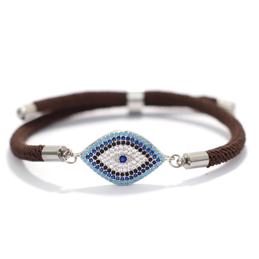 Blue Luxury Crystal Devil's Eye Milan Rope Adjustable Bracelet Men Women Hand Rope Couple Friendship Braslet Casual Jewelry