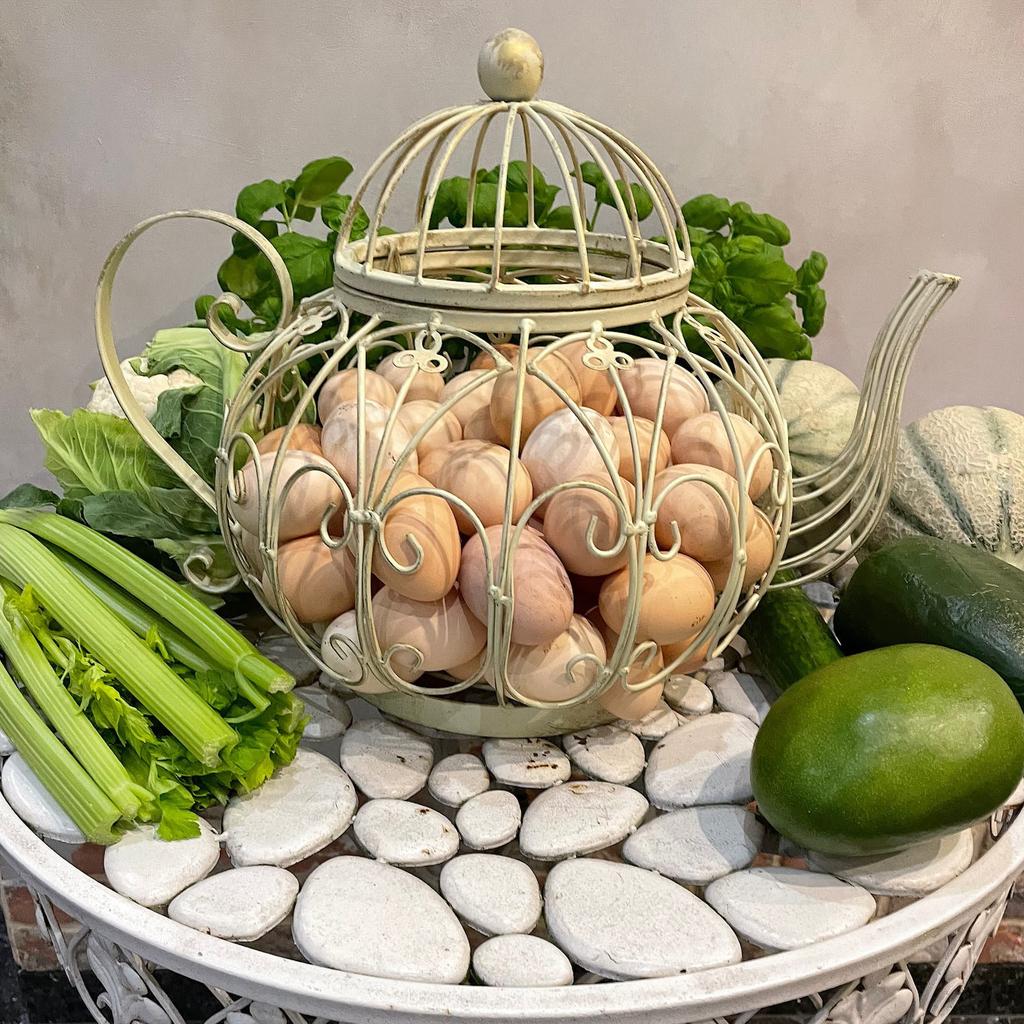 Kettle openwork fruit basket in retro style