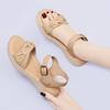 The First Layer of Cowhide Women's Summer New Flat-bottomed Leather Bow Soft-soled Comfortable Sandals Thick-soled Casual Women's Shoes