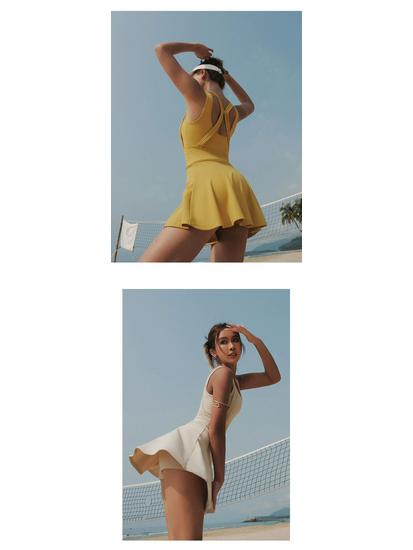 2024 Women's Sleeveless Short Tennis & Running Dress Fitness Set