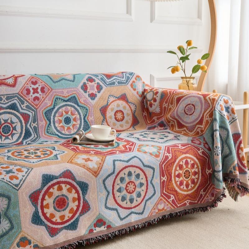 Bohemian Knitted Sofa Cover Full Size Cotton Throw Blanket