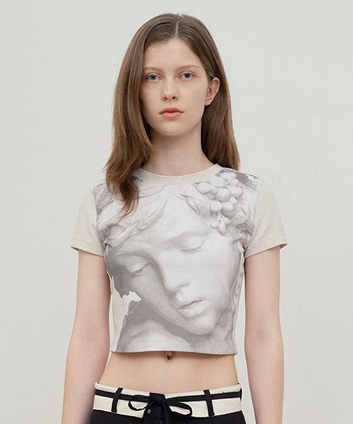 Kirsh Collection Graphic Crop T-Shirt [Oatmeal] 1