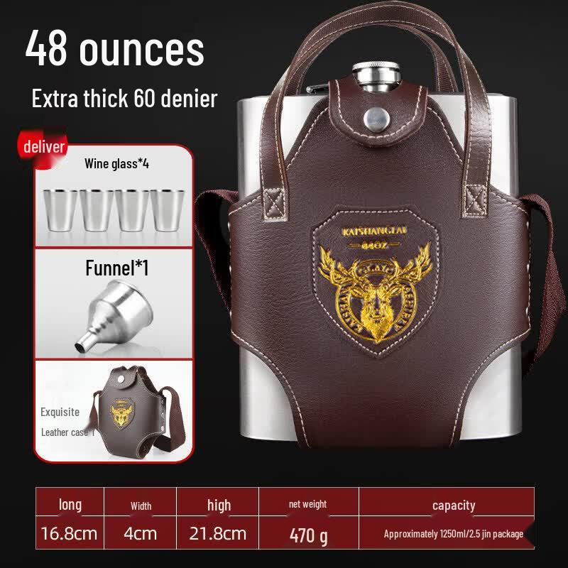 Large Capacity 304 Stainless Steel Portable Liquor Flask