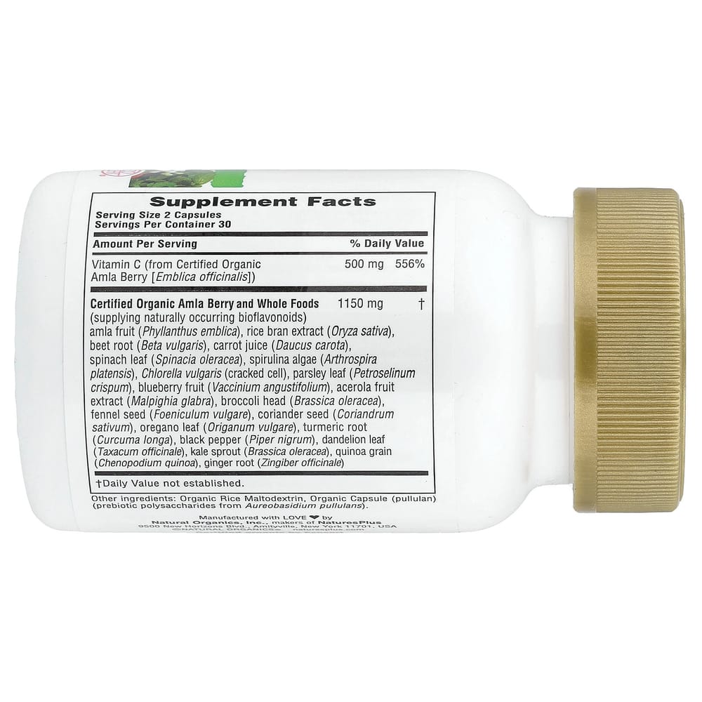 Nature's Plus Source of Life Garden Zertifiziertes Bio-Vitamin C, 60 pflanzliche Kapseln