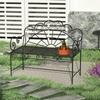 Metal Garden Bench Loveseat with Slatted Seat, Black