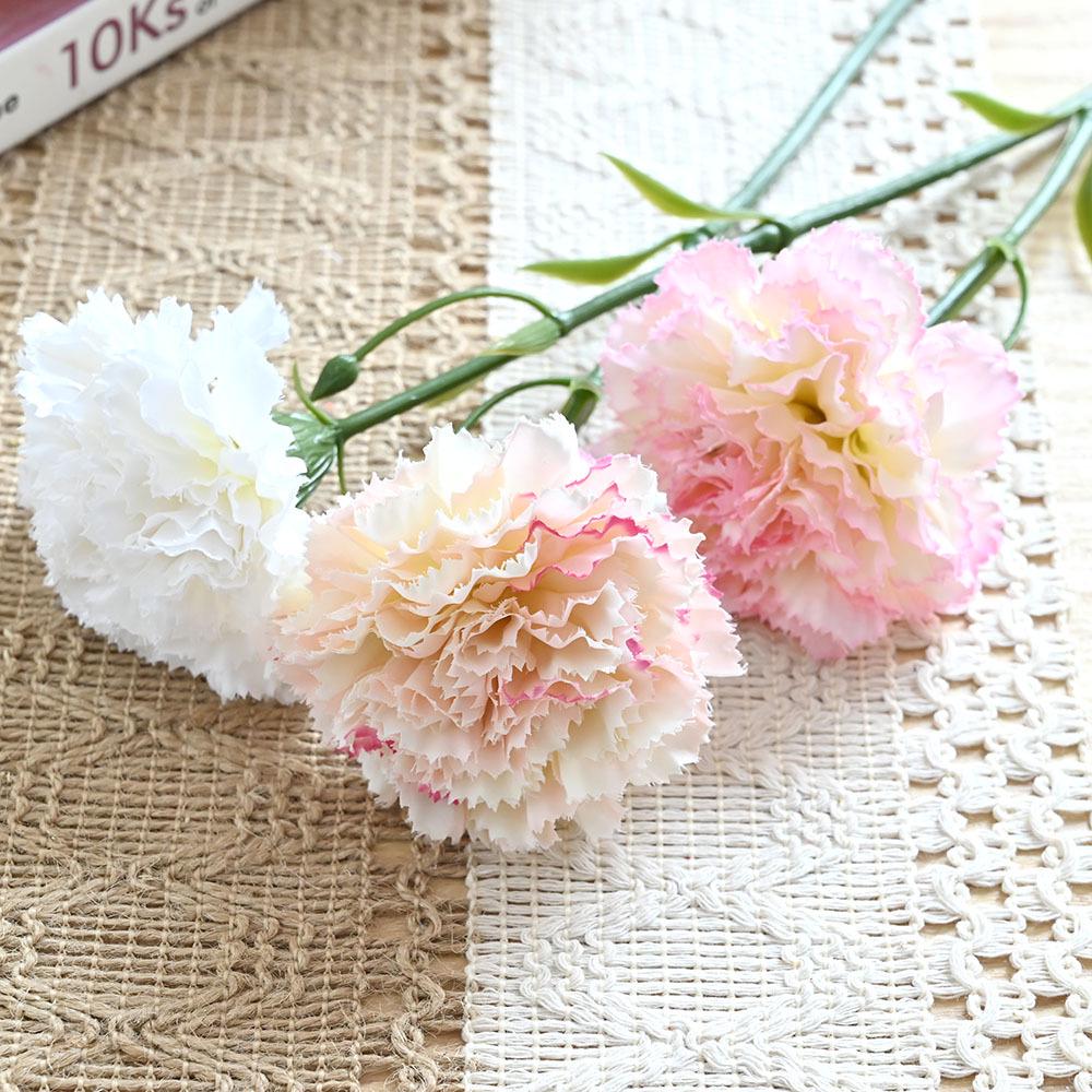 Artificial White Carnation Bouquet - Nordic Style Decorative Fake Flowers Mother's Day Gift