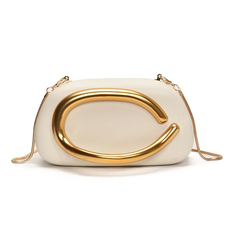 Street Style Ladies Handheld Evening Bag Pu With Metal Handle And Magnetic Closure