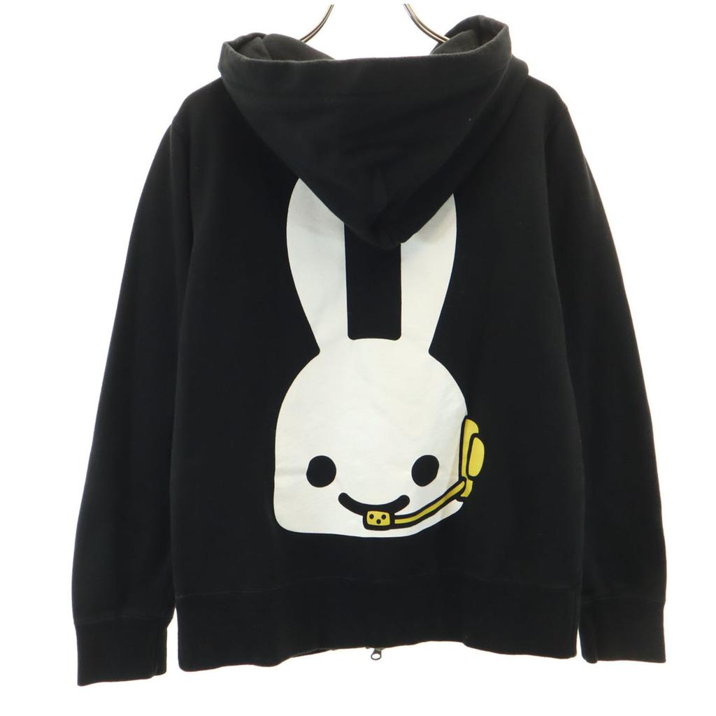 CUNE Back Print Long Sleeve Sweat Zip Hoodie S Black Women Used