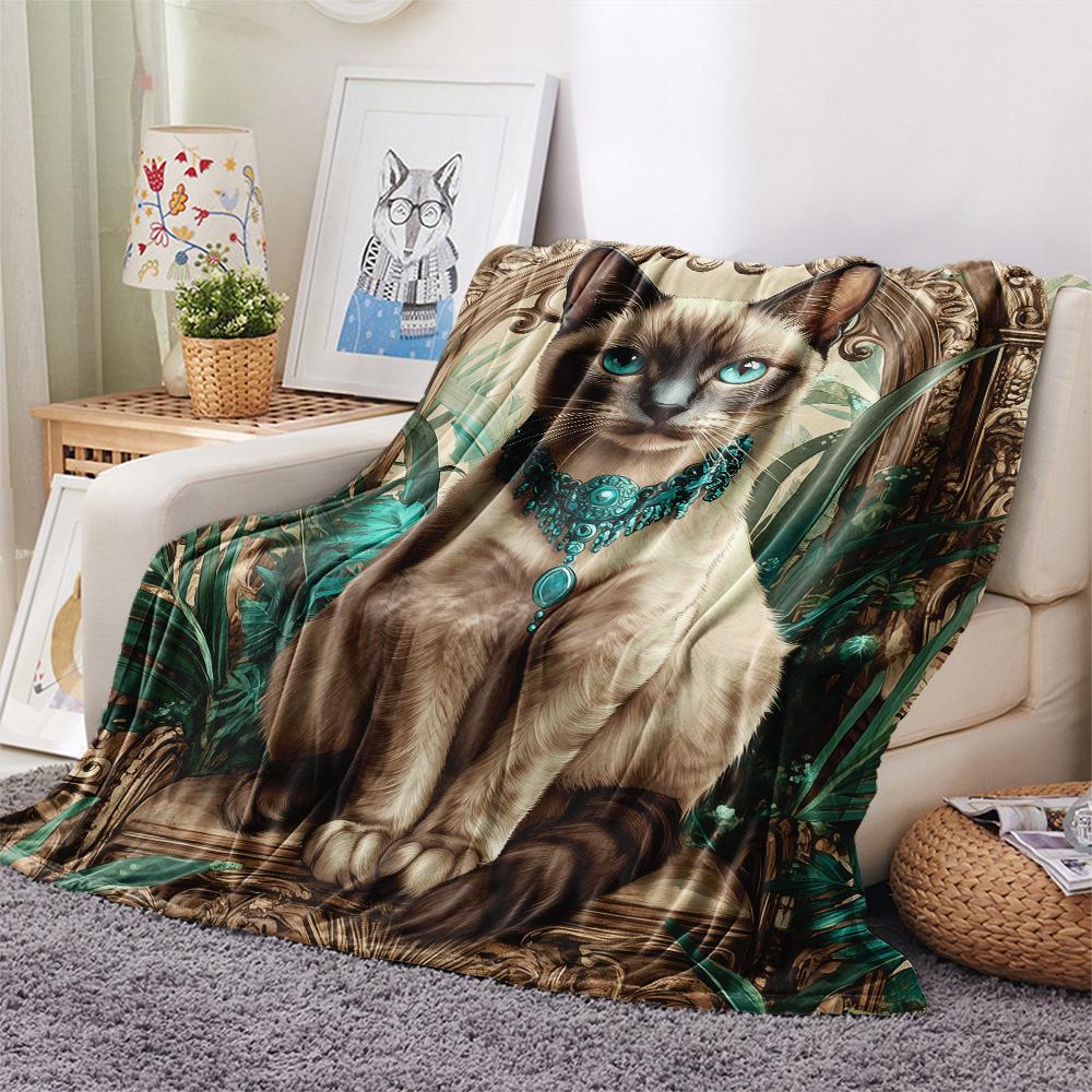 Gem Cat Print Flanelldecke, Hohe Qualität, Bequem für alle Jahreszeiten, Heimdekoration, Wärme und Komfort