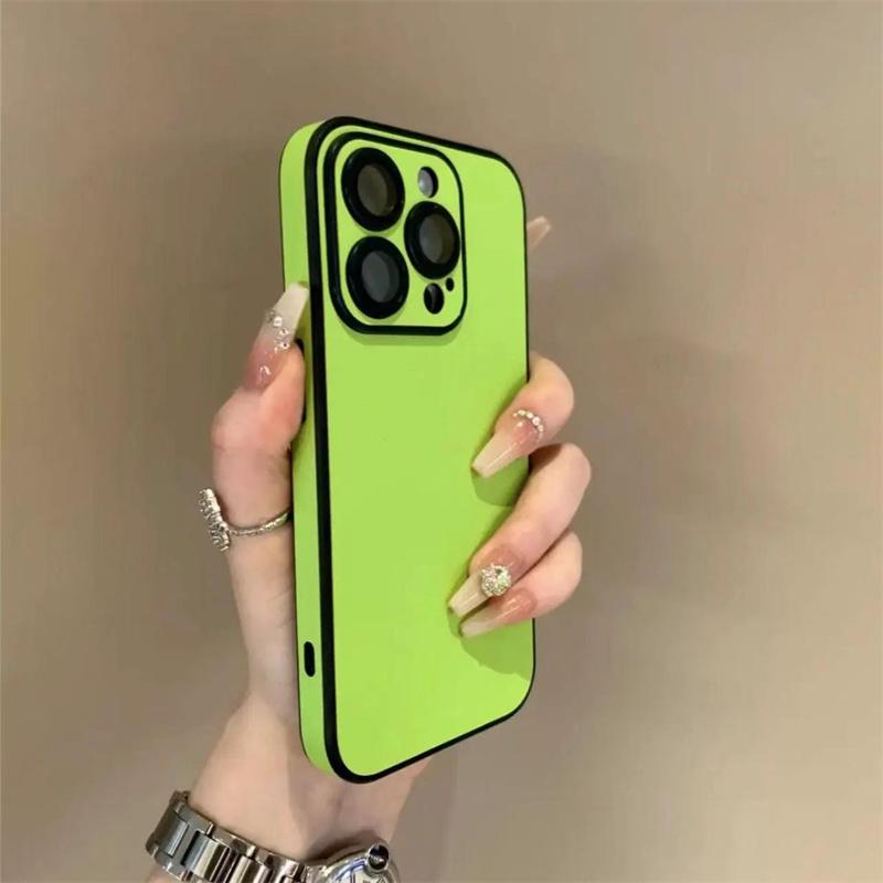 Luxury Leather Colorful Case for iPhone 16 15 14 Plus 13 12 11 Pro Max Soft Silicone Bumper Matte Shockproof Simple Cover