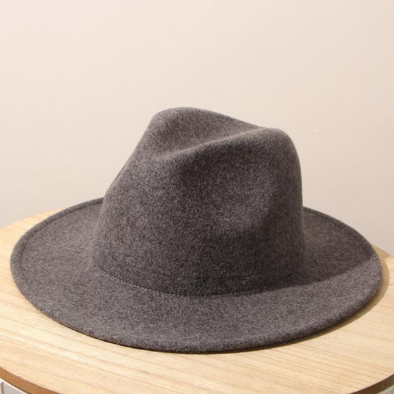 Show high-end bare top hat, women's wool, men's retro large-size jazz hat, red coffee camel, black gentleman's hat, felt hat.