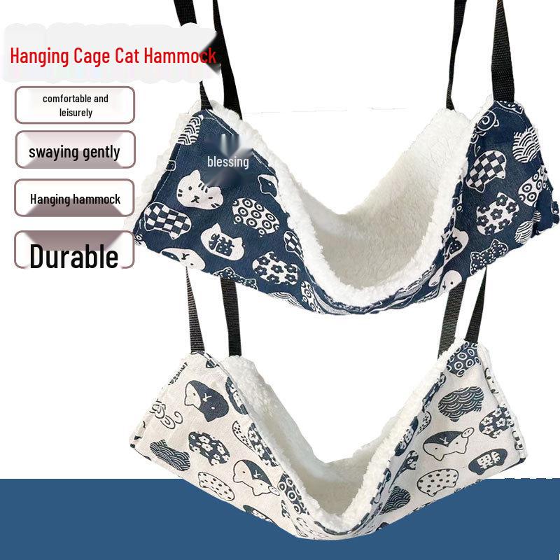 Cama Hamaca de Pelúcia Ajustável para Gato - Tapete Balanço Suspenso para Gaiolas