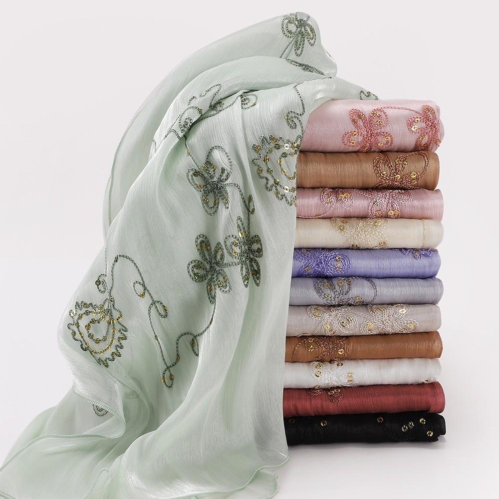 Shimmer Glitter Glitter Chiffon Shawl Elegant Pleated Glitter Shawl Flowy Hijab Shawl  for Women
