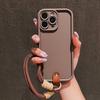Matte Candy Silicone Phone Case For iPhone 15 16 11 12 13 14 17 Pro Max 16E XS X XR 7 Plus Lanyard Strap Rope Soft Cover