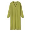 Green long-sleeved knitted dress women's autumn and winter loose straight long sweater skirt with base and temperament long dress