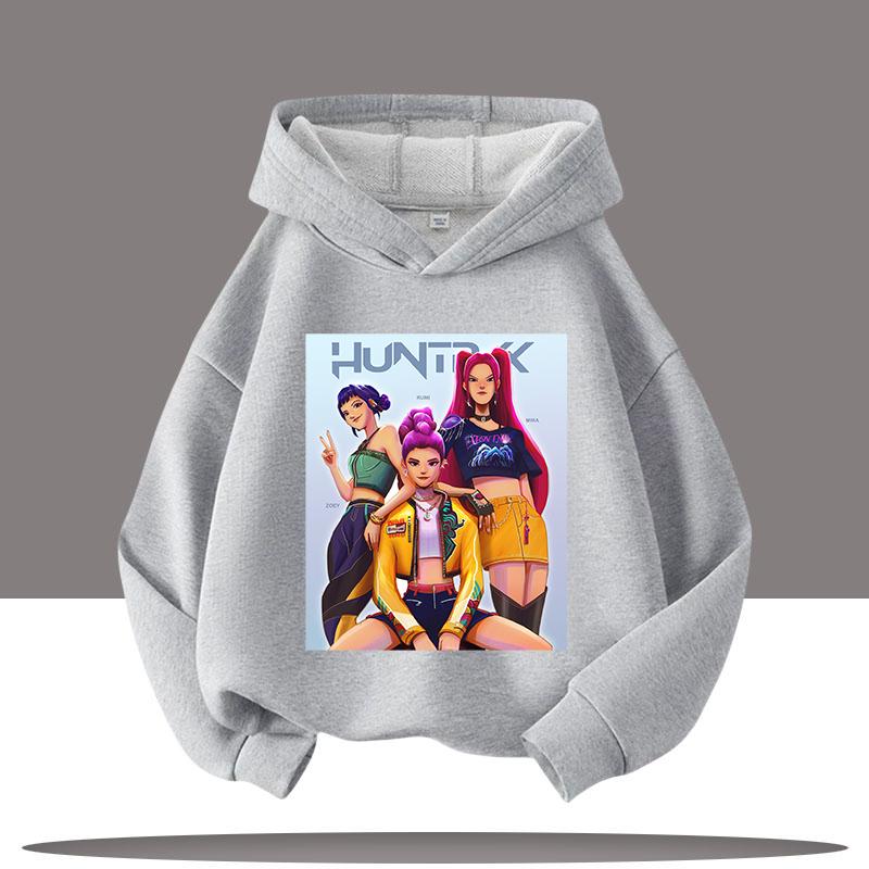 K-pop Mikiny Lovců démonů Chlapci Dívky Dlouhý rukáv Svrchní oděv Saja Chlapecký potisk Mikina s kapucí pro děti Módní svetr Dětské topy