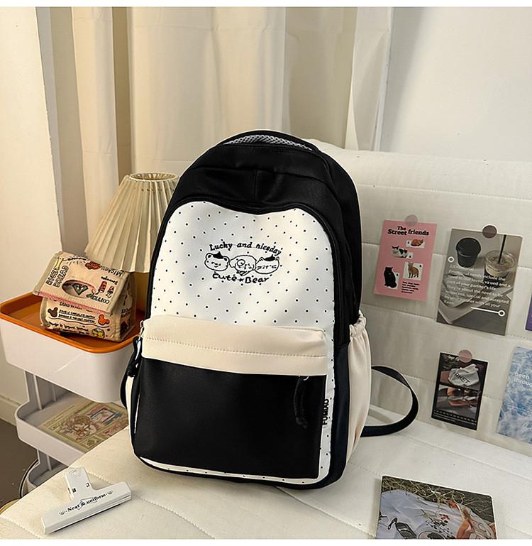 Girls Japanese Dot Pattern Backpack With Nylon Material For School And Campus Use