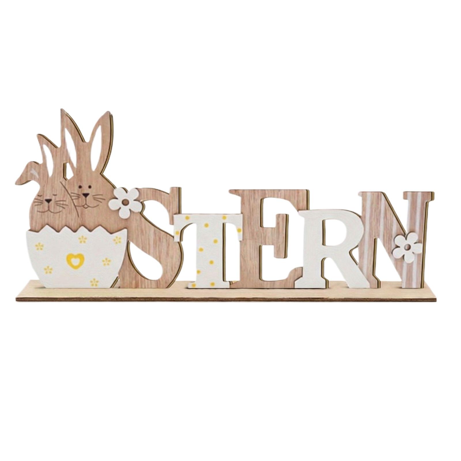 

Пасхальные украшения для дома, деревянный кролик для стола, украшения для камина, комнатный пасхальный знак для многоярусного подноса One Size зелёный