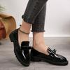 2025 New Patent Leather Glossy Tassel Mid Heel Retro Loafers European and American Stylish Casual Shoes Women