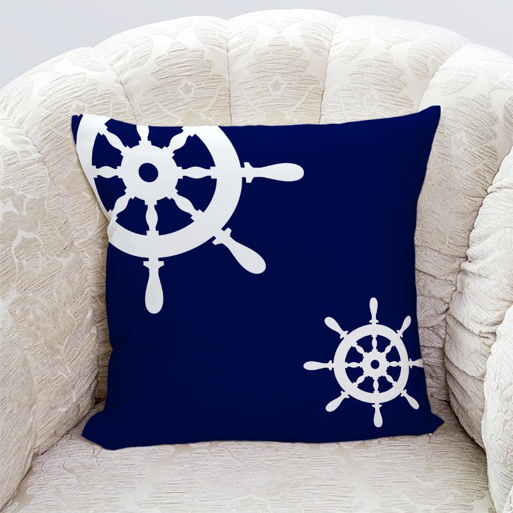 Starfish Shell Compass Anchor Nautical Series Printed Pillowcase Living Room Sofa Cushion Cover Bedroom Room Home Decoration