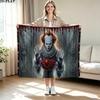 It Clown Print Flannel Blanket High Quality Warm Comfortable Cover for All Seasons Perfect for Gifts Home Decor