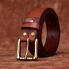 Washed Retro Matte Trend Belt Men'S Genuine Leather First Layer Cowhide Copper Buckle Simple Casual Jeans Belt