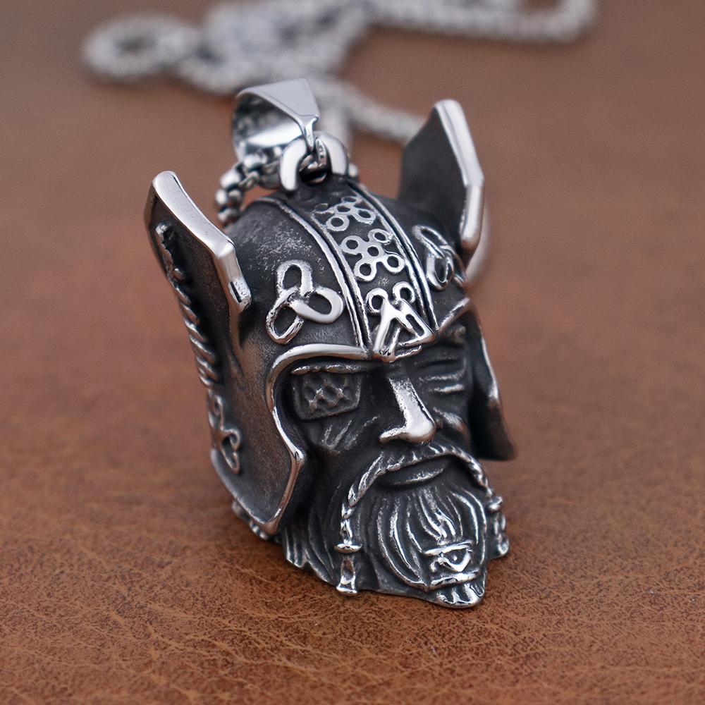 316L Steel Viking Bell Necklace for Men - Odin Guardian Pendant, Norse Biker Jewelry Gift, Gothic Motorcycle Amulet Accessories