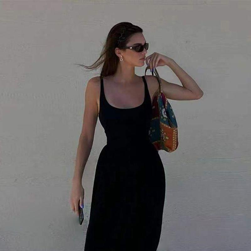 

Мода-Стиль Кендалл Дженнер Тот же стиль Минималистичное с открытой спиной Плиссированное креповое Платье-жилет миди с завышенной талией Лето Ken Dou Same Dress XL