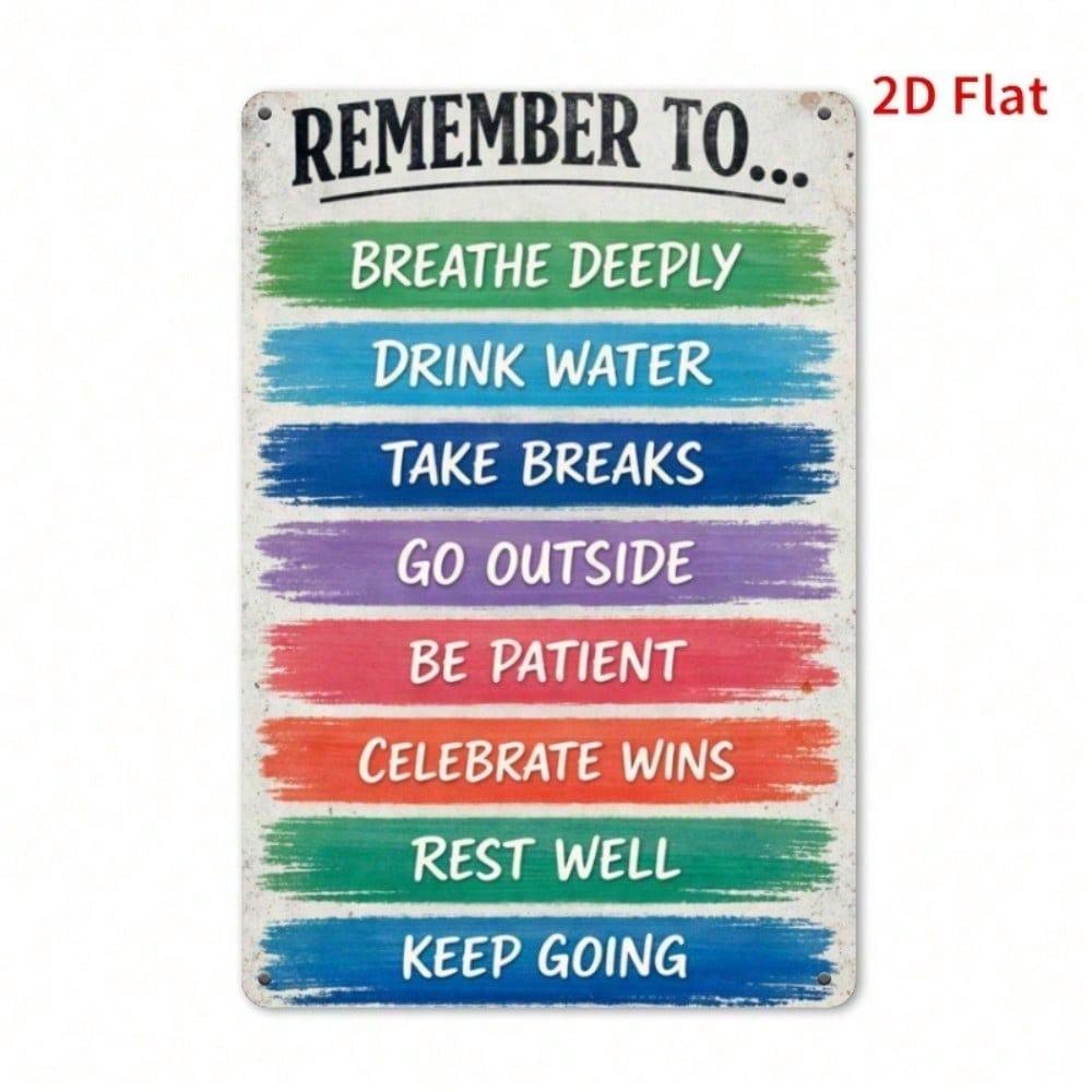 Vintage Relax Metal Sign Mindfulness Wall Art Calming Plaque Home Bedroom Decor