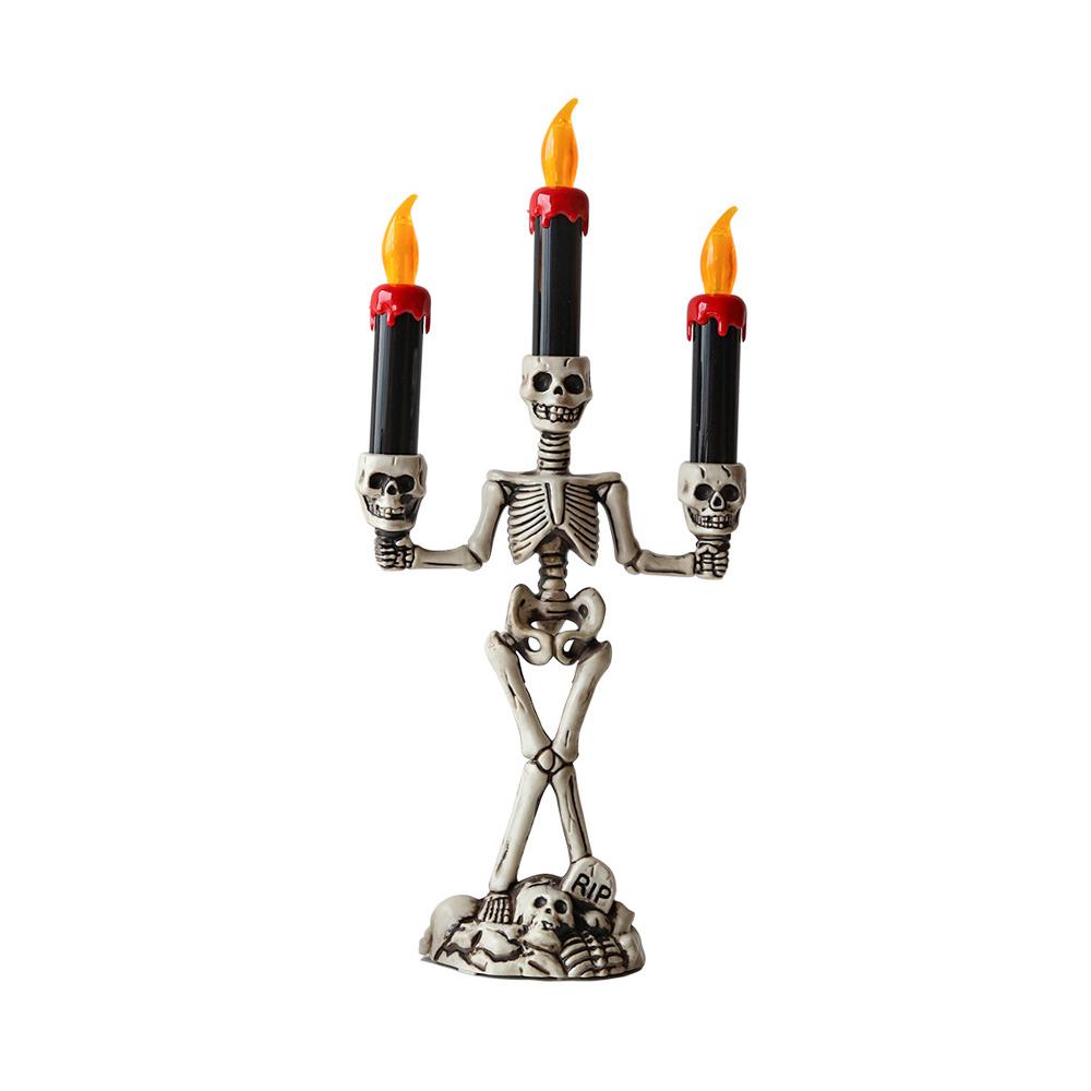 

Halloween Decor Candles Battery Operated LED Skull Flickering Candles Spooky Halloween Candlesticks Light Home Decoration For красный