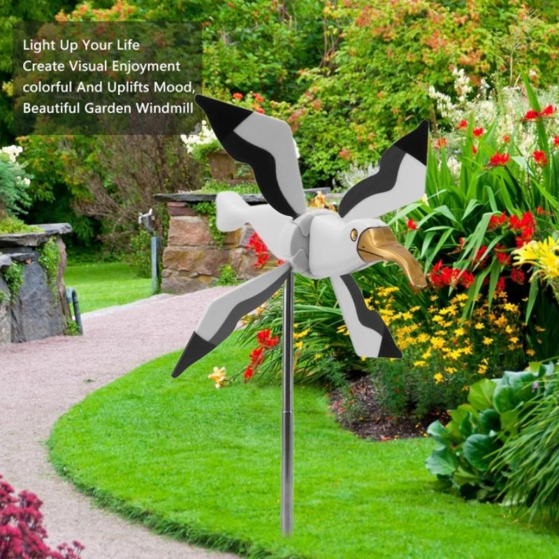 Seagull Windmill Garden Spinner, Outdoor Animal Whirligig Windmill Lawn Ornament Wind Mill for Outdoor Yard Garden Decorations