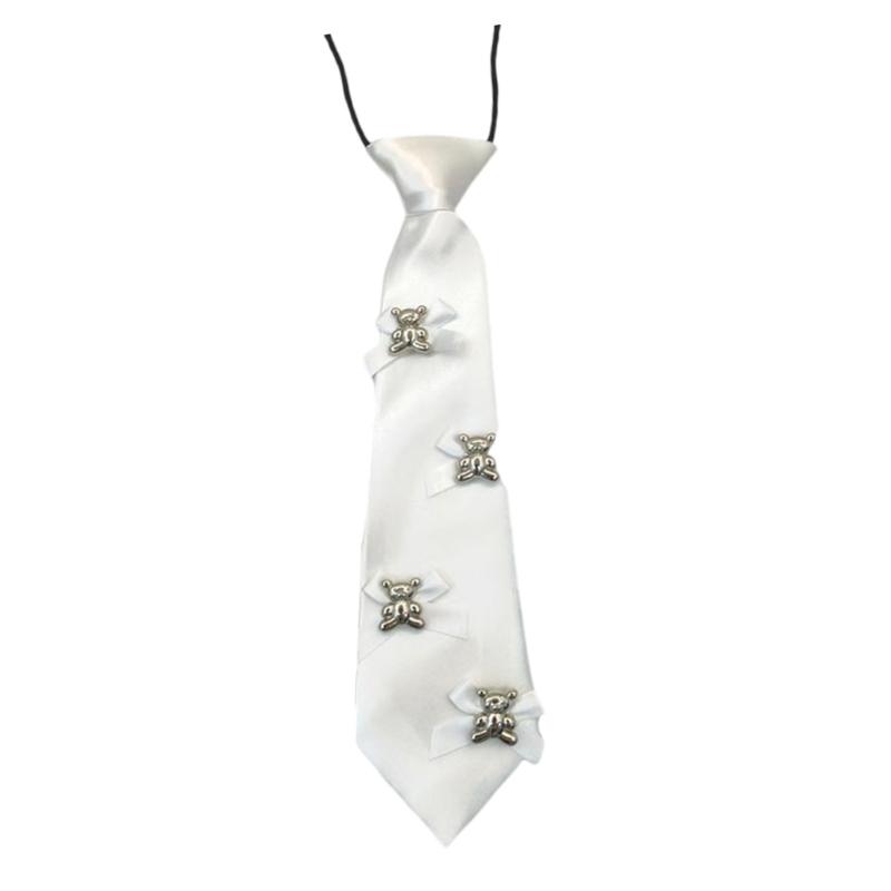 

Stylish Black Polyester Necktie For Formal Event Casual Outings Comfortable No Knot Design білий