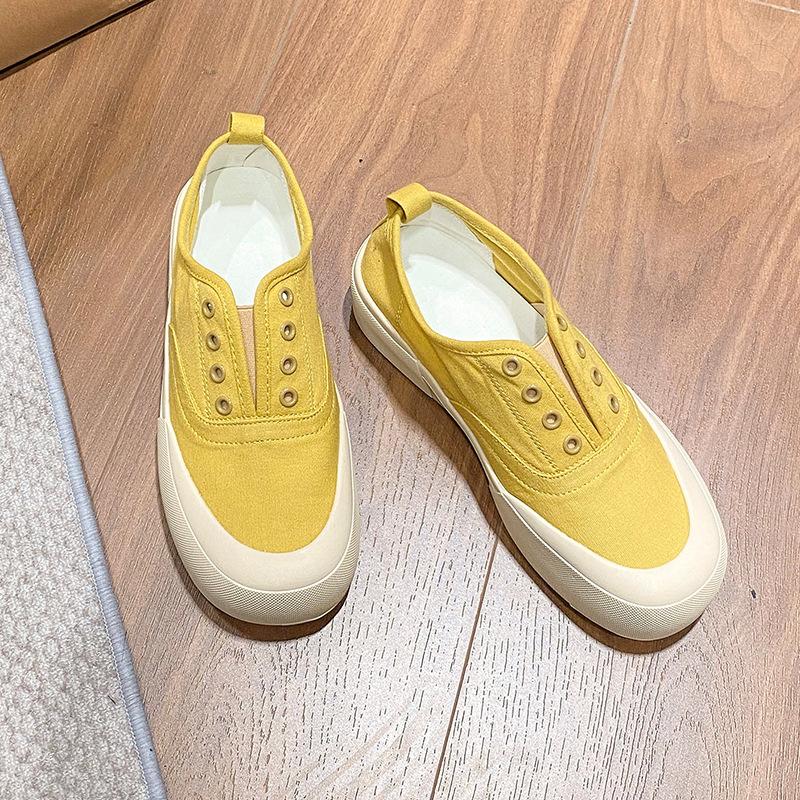 Canvas shoes women's 2025 new spring one-pedal lazy single shoes platform-soled casual women's shoes versatile board shoes