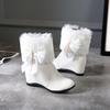 Fashion Women Boots Wedges Lolita Shoes Bowknot Diamond Women Cosplay Girls Princess Winter Ankle Boots Pink White Black 34-43