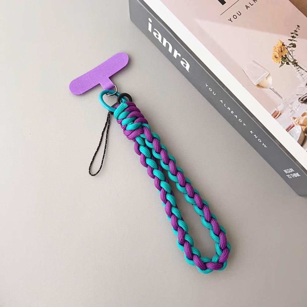 IN Korea Universal Braided Short Mobile Phone Lanyard Strap Hanging Chain Ring Cord with Patch Wrist Strap Cell Phone Detachable
