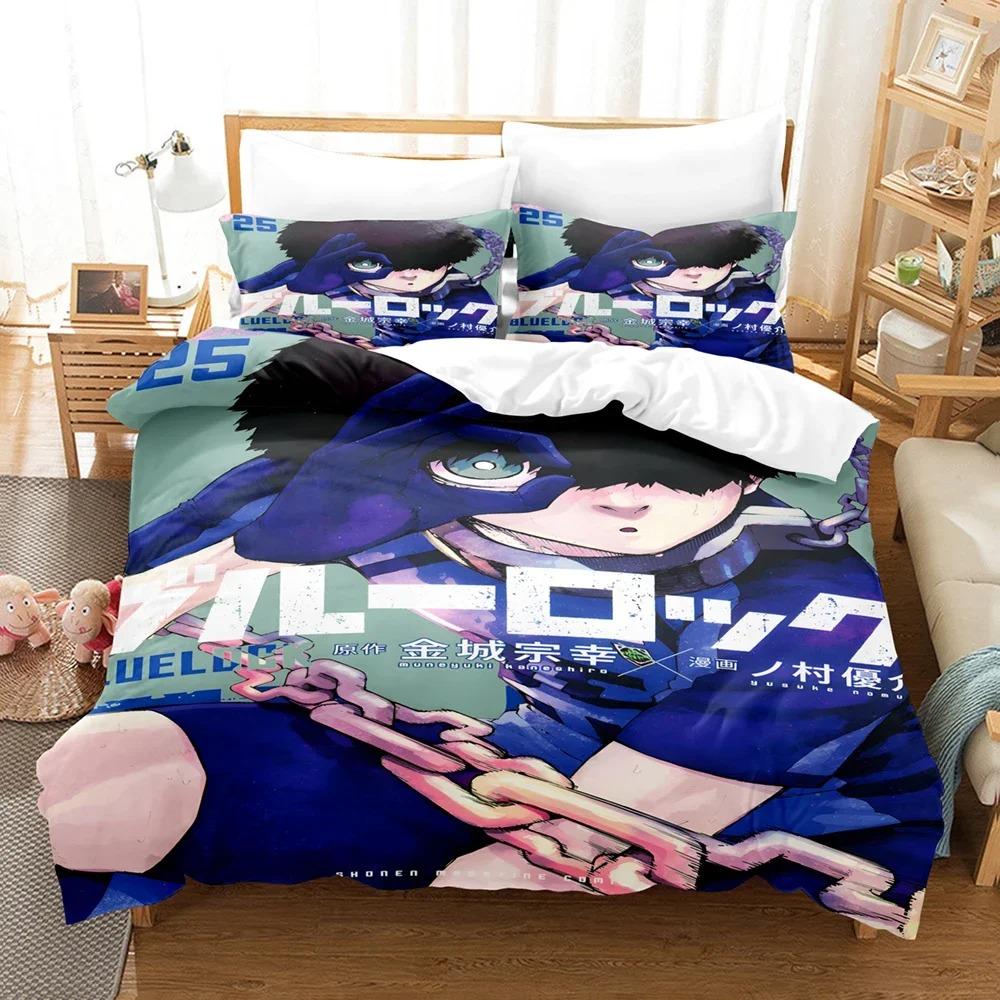 Blue Lock Hot Anime Beding Set For Bedrom Soft Modern Bedspreads Comefortable Children Kids Soft Duvet Cover Comfortable Quilt Cover And Pilowcase