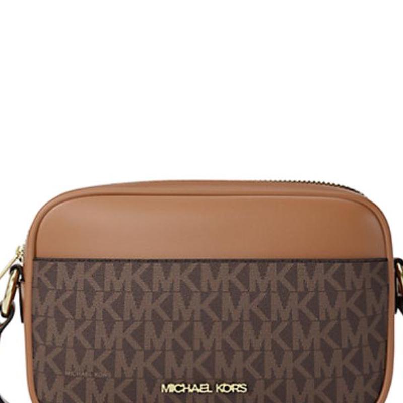Michael Kors Jet Set Letter Print Camera Bag Women Crossbody Bag Brown 35R6GTVC5B-BROWN