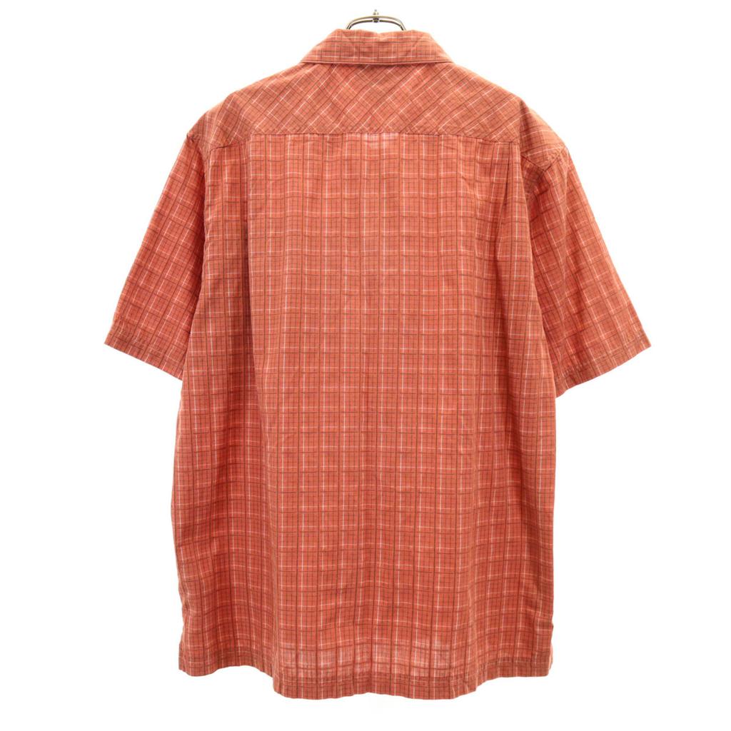 Columbia Check Pattern Short Sleeve Shirt M Orange Brown Outdoors Men's Used