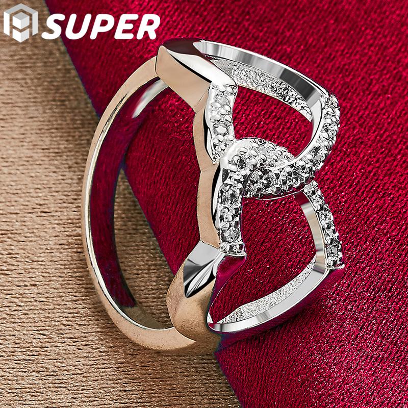 Bague Double cœur en argent Sterling 925, bijoux en Zircon AAA