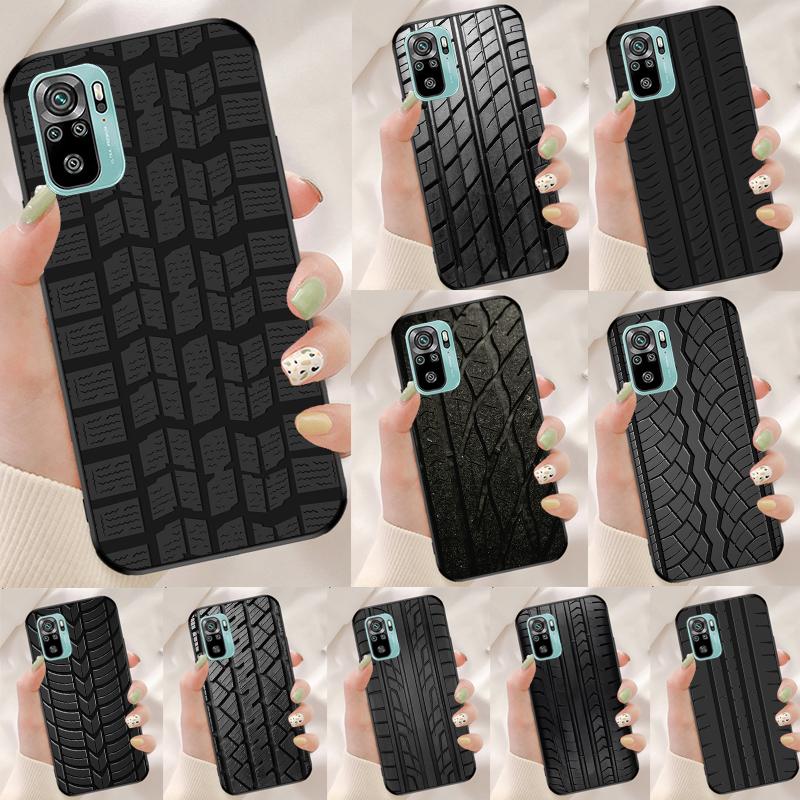 Black Tyre Tread Texture Cover For Xiaomi Redmi Note 13 Pro 14 12 11 9 10 9S 10S 11S 12S Redmi 10C 12C 13C 14C Case