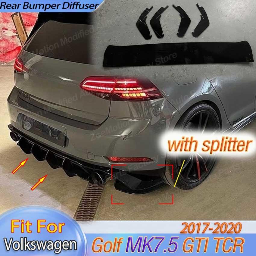 Para Volkswagen Golf MK7.5 GTI TCR 2017-2020 Difusor Trasero Placa Spoiler Labio Splitter Kit de Carrocería Tuning Accesorios para Coche