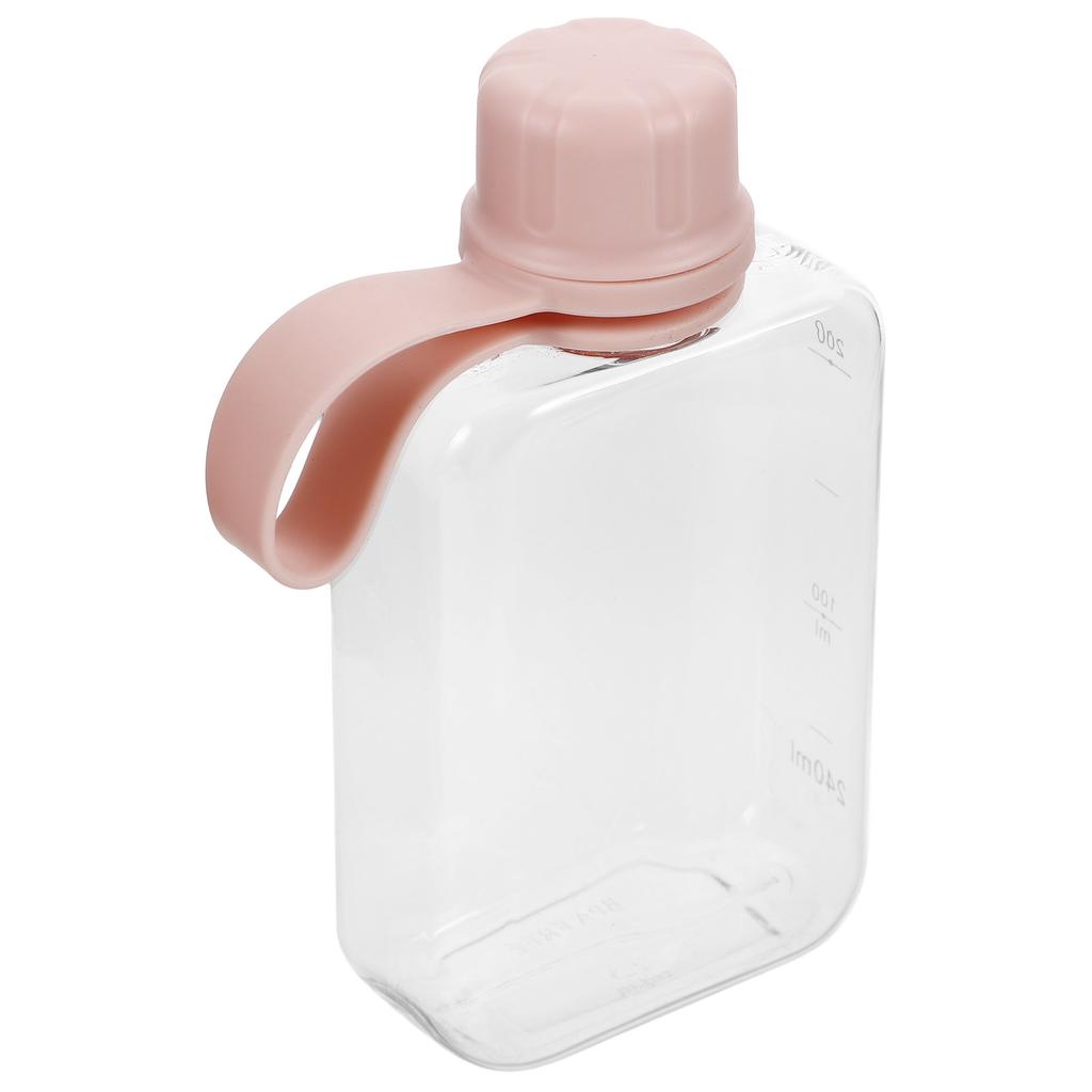 Leakproof Flat Water Bottle 240Ml Travel Flask Portable Mini Pocket Bottle for Gym Camping Outdoor Pink Plastic Flask for Liquor