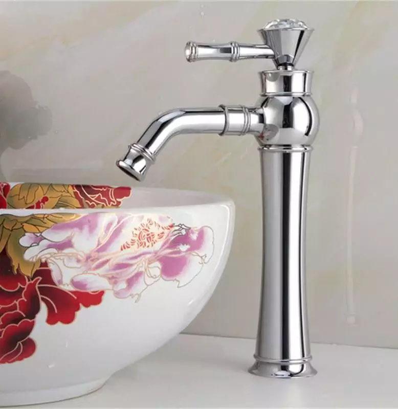 Chrome Basin Faucets Modern Gold Deck Mounted Bathroom Mixer Faucets Black Finish With Diamond High Bathroom Sink Faucet