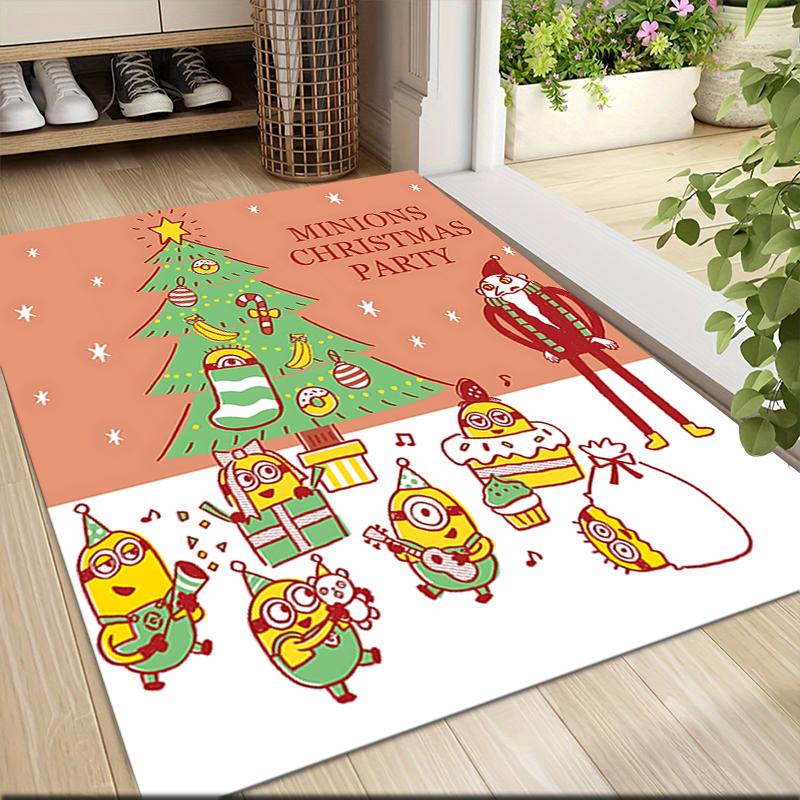 1Pc Christmas Minions Snowscape Carpet Rug Soft Washable Antislip Home Living Room Sofa Mats Personalized Christmas Rug