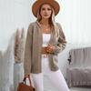 Vintage Autumn Winter V Neck Loose Knitwear Sweater Long Sleeve Solid Color Cardigan Top