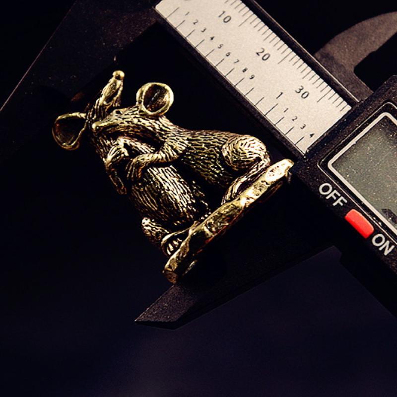 1Pcs Rat Small Statue Miniatures Desktop Ornament Antique Copper Love Mouse Figurines Living Room Home Decor Crafts Accessories