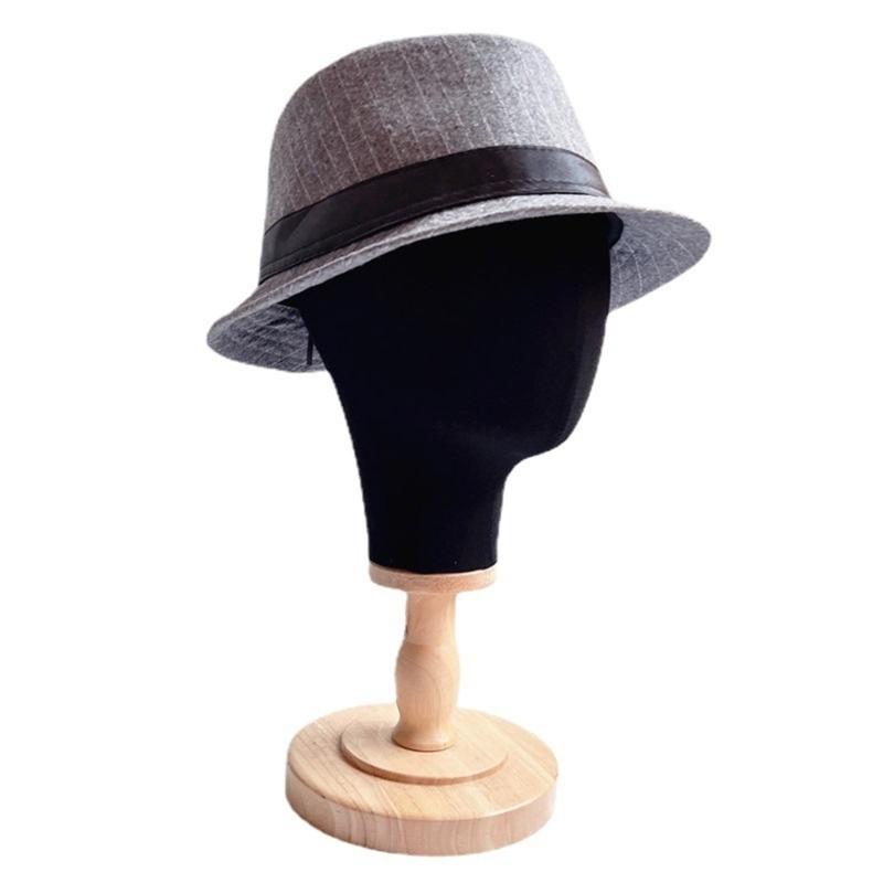 Wig Stand with Head Mannequin Head Stand with Wood Base for Multiple Wigs Hat Wig Head Stand Wig Display Stand Black