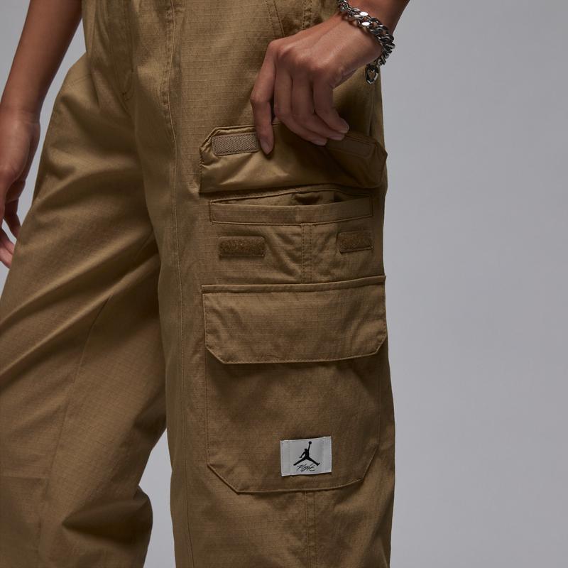 Jordan Flight Chicago Logo Patch Pocket Straight Loose Cargo Pants Women Pants Brown DQ4624-258