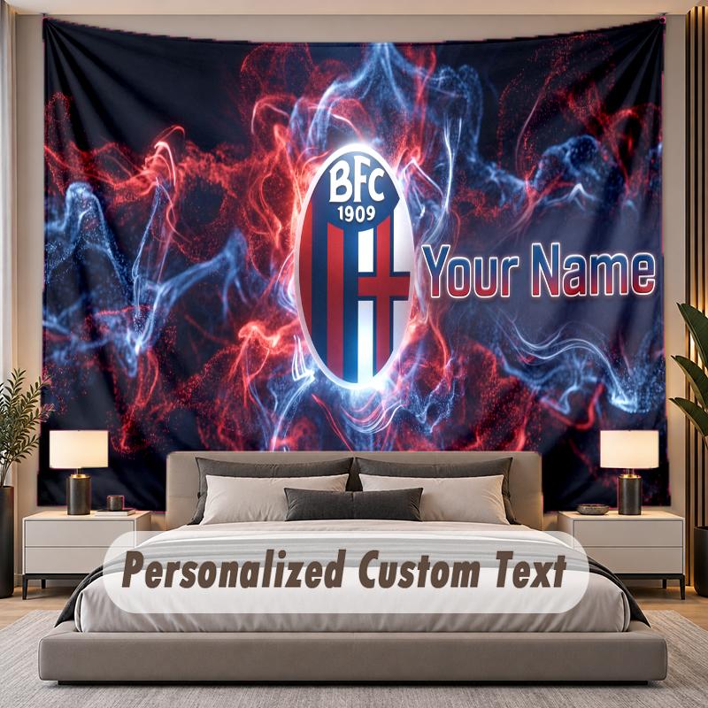 Custom Name Text Tapestry Bologna FC Personalized Polyester Wall Tapestry For Bedroom And Room