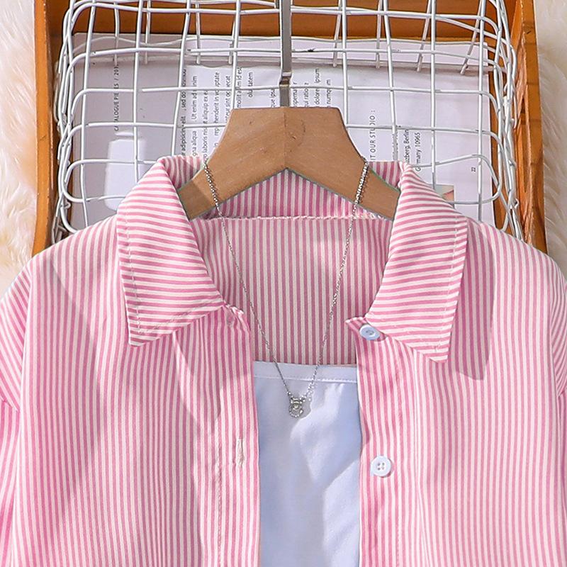 Toddler Teen Boys Girls Spring Striped Outfit Set Sizes 130-170cm